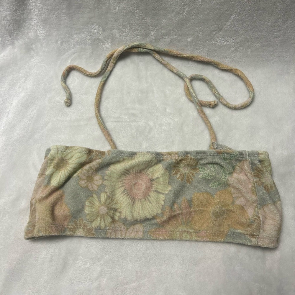 Women’s wild fable pink yellow blue orange flower graphic halter tube top XS